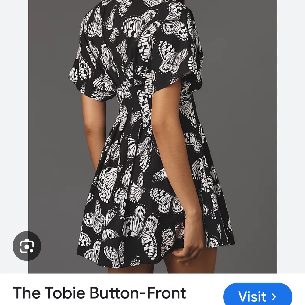 2X Anthropologie Black and White Butterfly Mini Dress